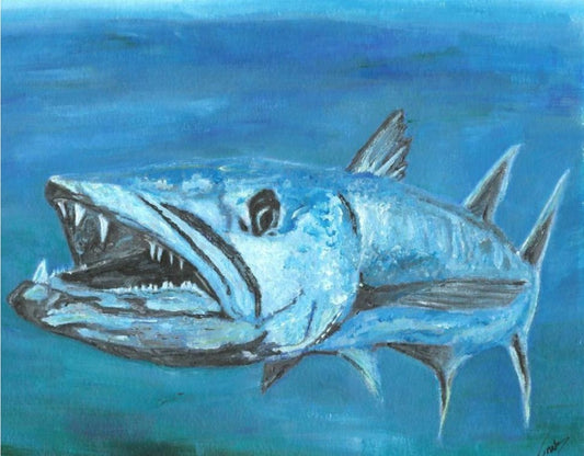Barracuda 8" x 10" matted print. Artist signed